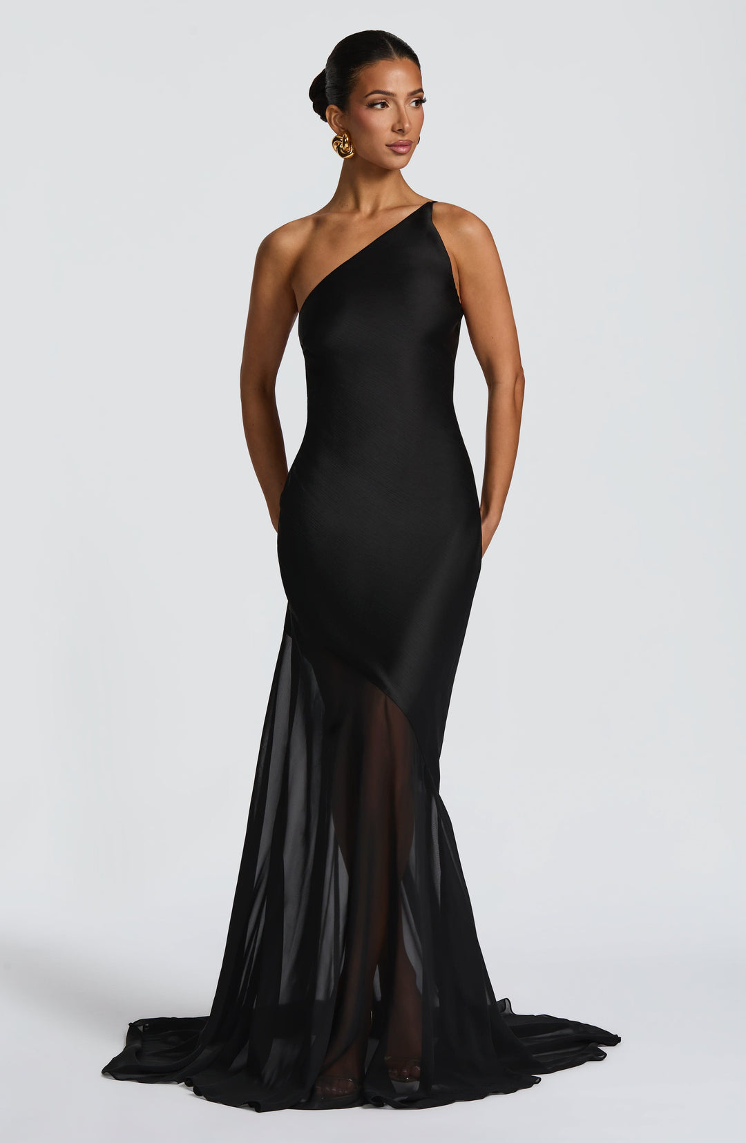 Fable | One-Shoulder Fishtail Gown - Black