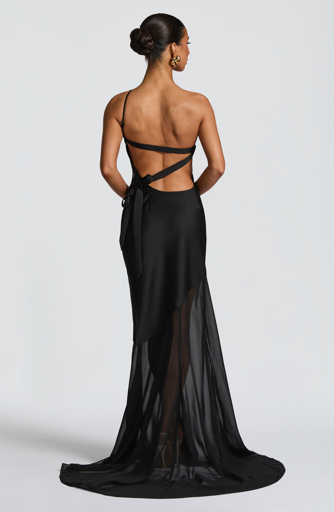 Fable | One-Shoulder Fishtail Gown - Black
