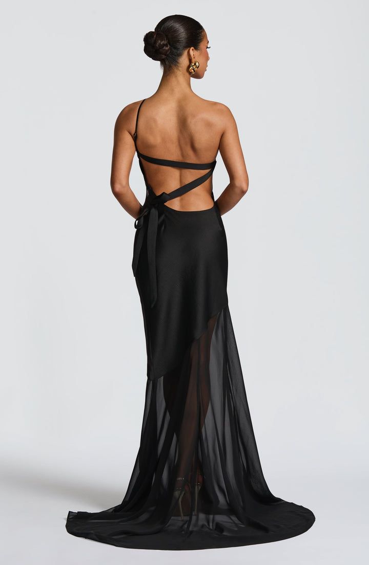 Fable | One-Shoulder Fishtail Gown - Black