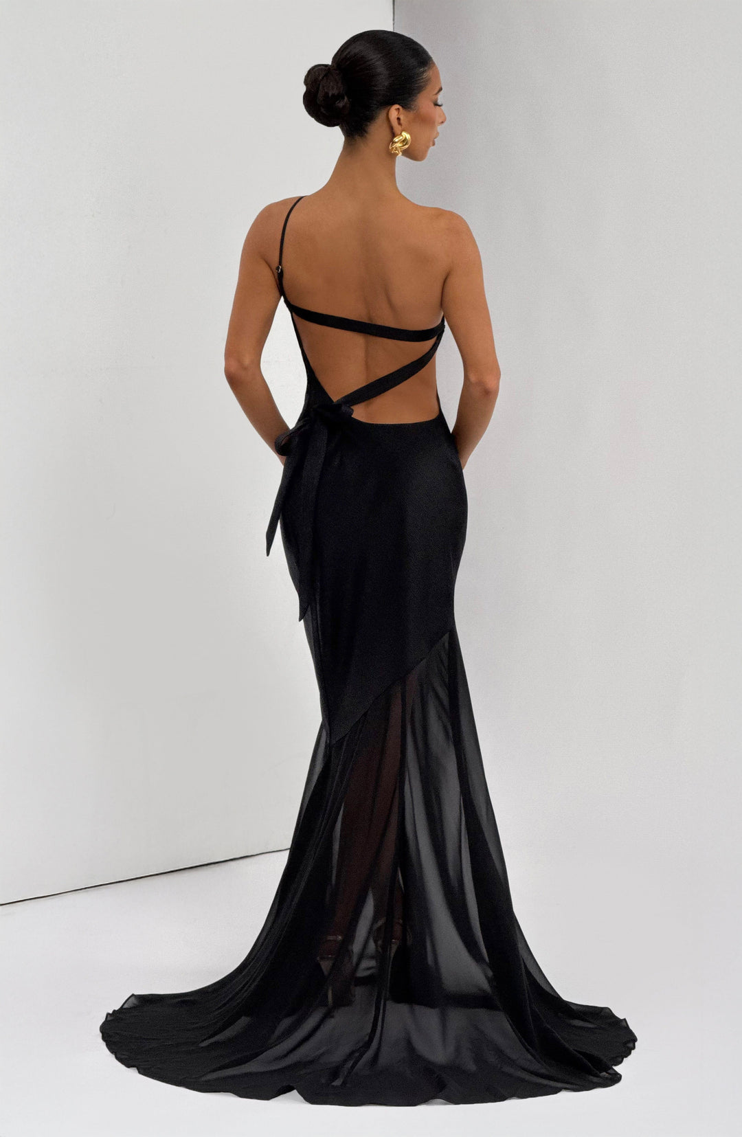 Fable | One-Shoulder Fishtail Gown - Black