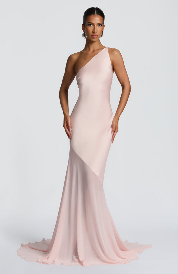 Fable | One-Shoulder Fishtail Gown - Blush