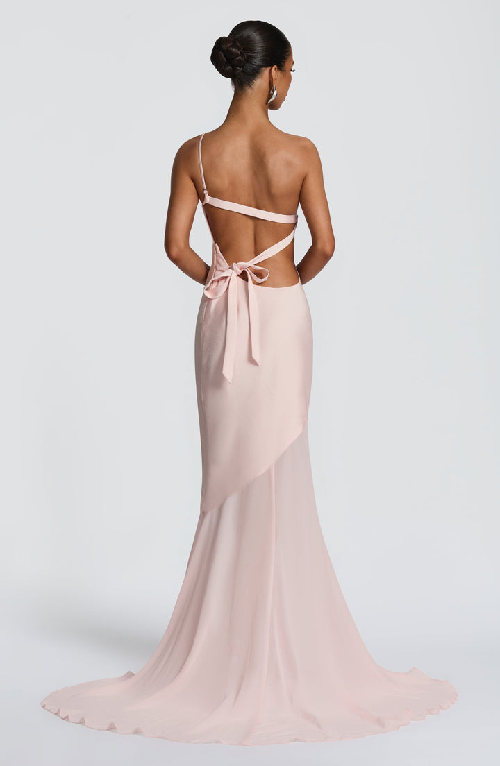 Fable | One-Shoulder Fishtail Gown - Blush