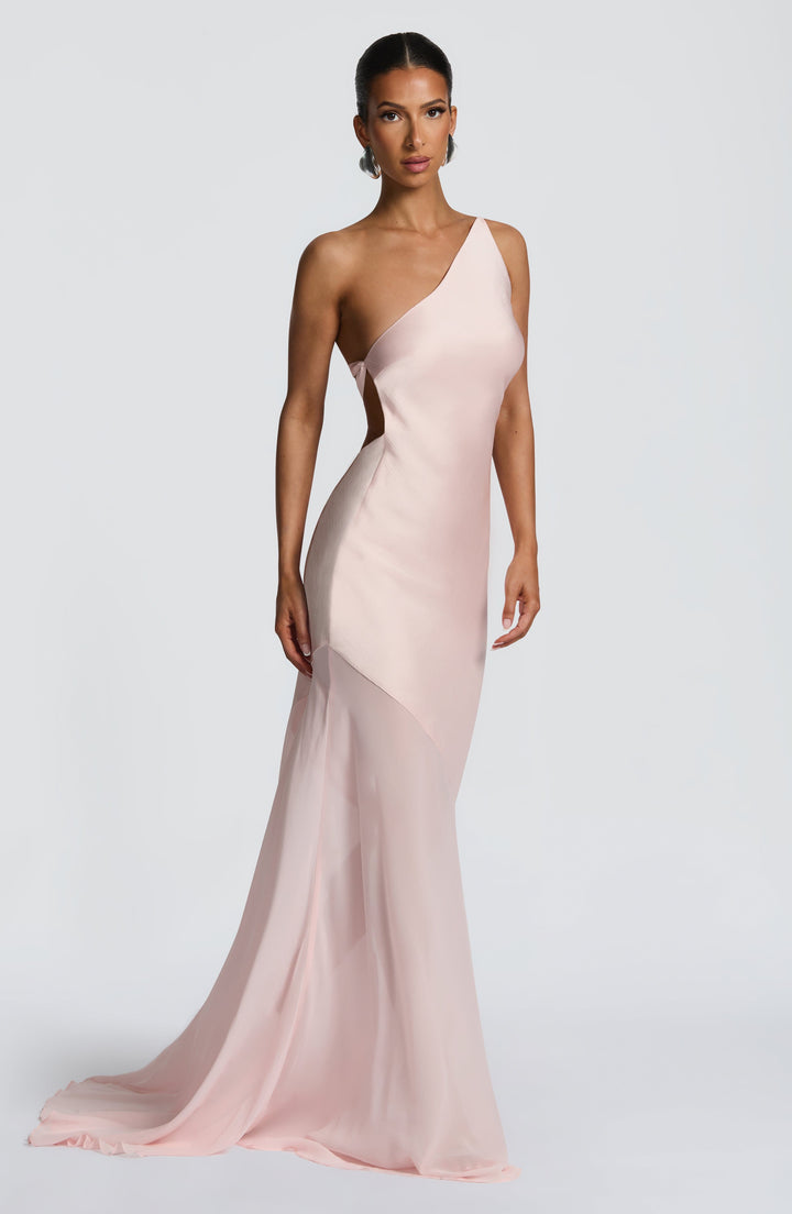 Fable | One-Shoulder Fishtail Gown - Blush