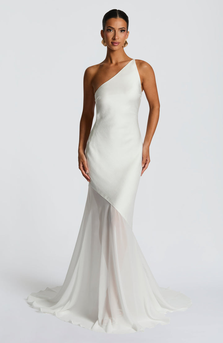 Fable | One-Shoulder Fishtail Gown - Ivory