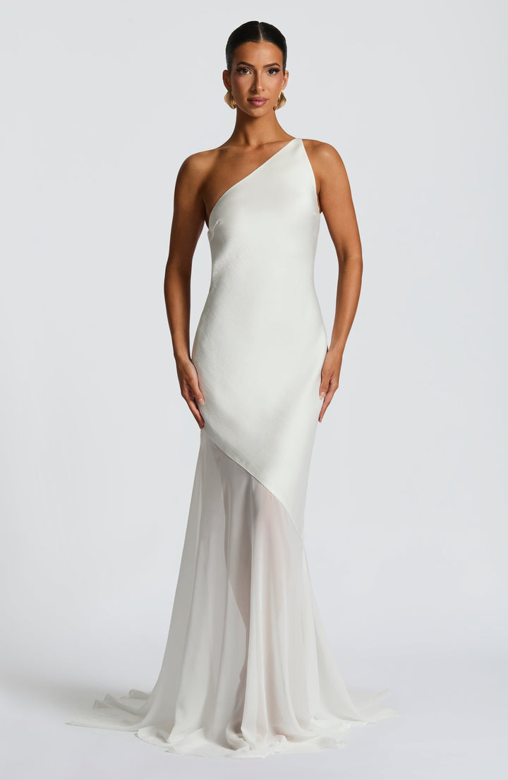 Fable | One-Shoulder Fishtail Gown - Ivory