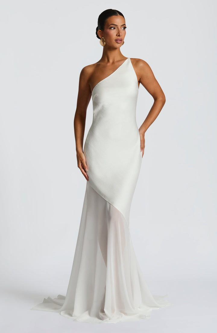 Fable | One-Shoulder Fishtail Gown - Ivory
