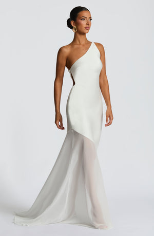 Fable | One-Shoulder Fishtail Gown - Ivory
