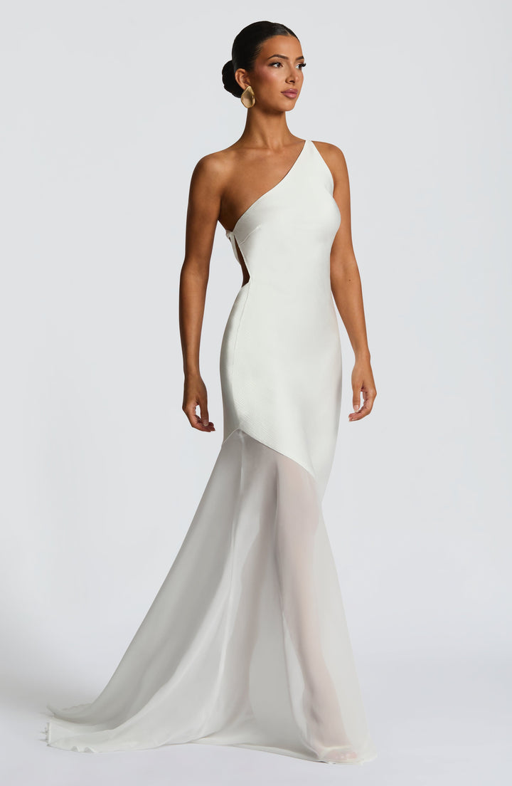 Fable | One-Shoulder Fishtail Gown - Ivory