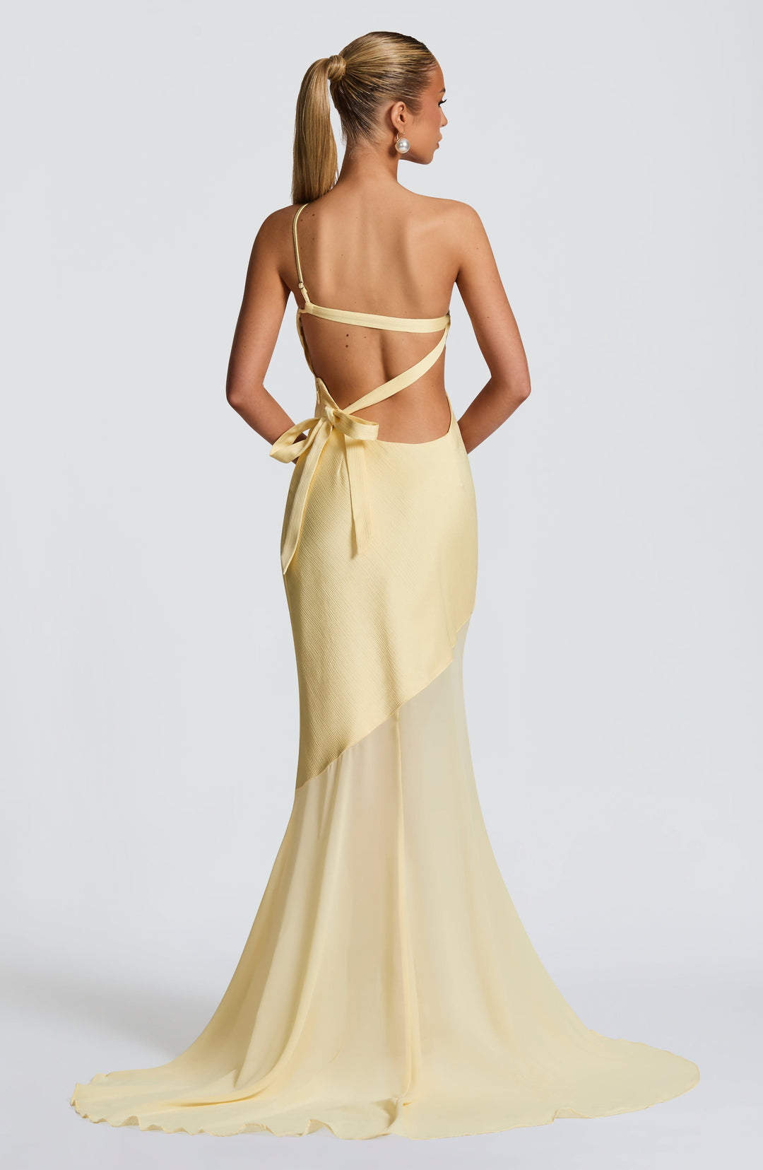 Fable | One-Shoulder Fishtail Gown - Lemon