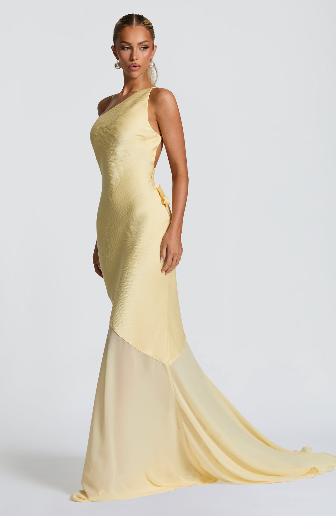 Fable | One-Shoulder Fishtail Gown - Lemon