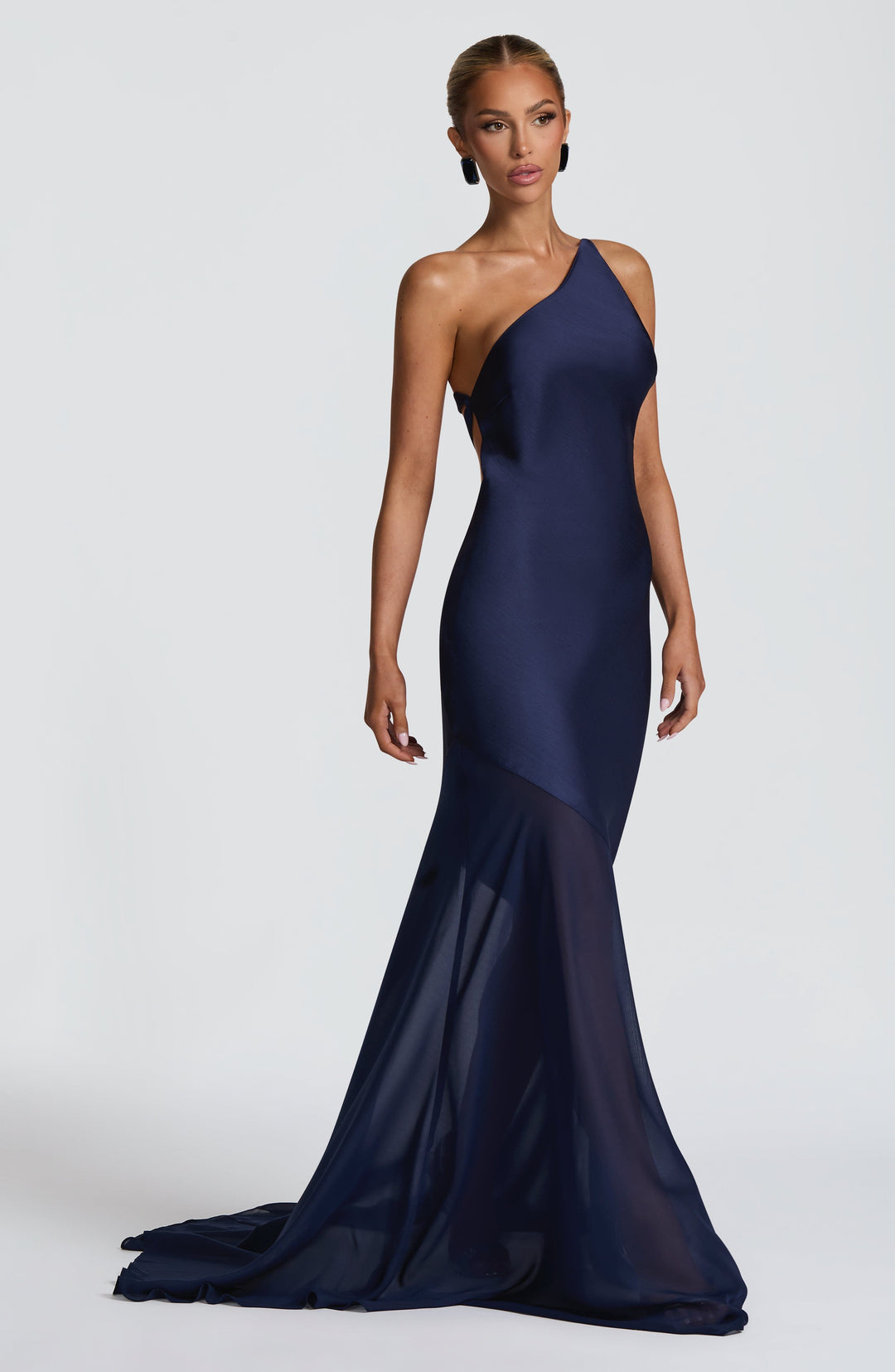 Fable | One-Shoulder Fishtail Gown - Navy