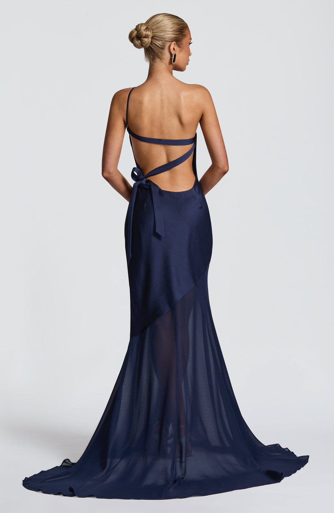 Fable | One-Shoulder Fishtail Gown - Navy