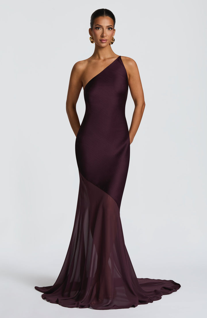 Fable | One-Shoulder Fishtail Gown - Plum