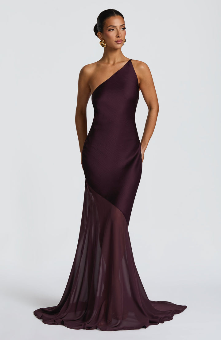 Fable | One-Shoulder Fishtail Gown - Plum