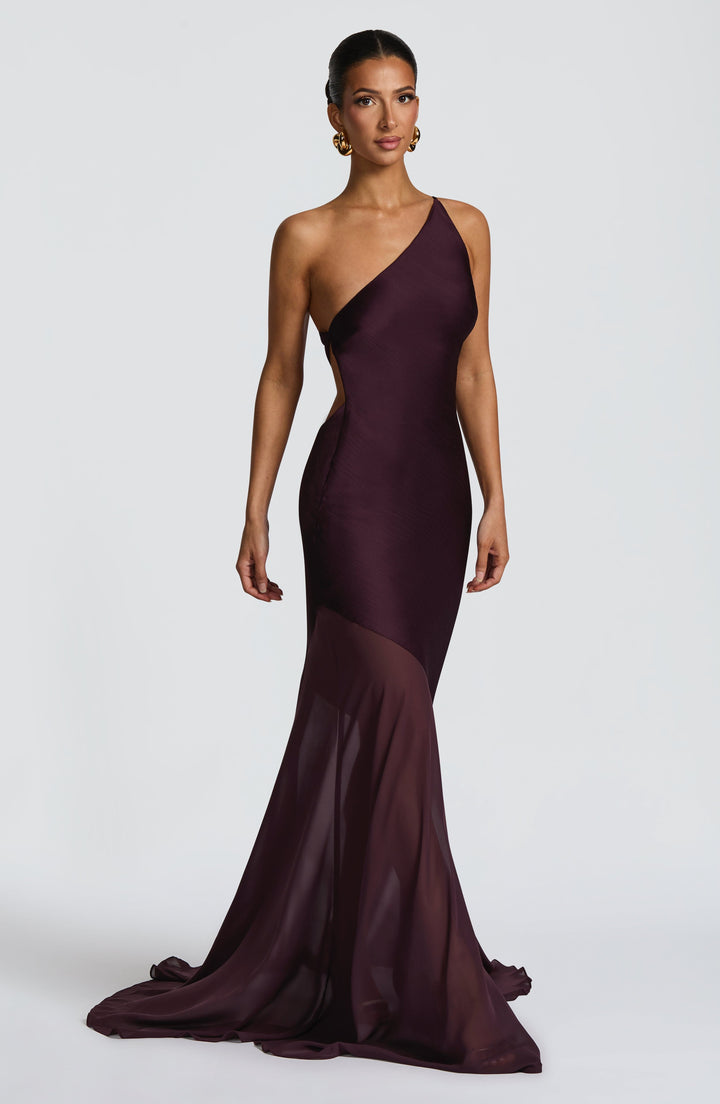 Fable | One-Shoulder Fishtail Gown - Plum