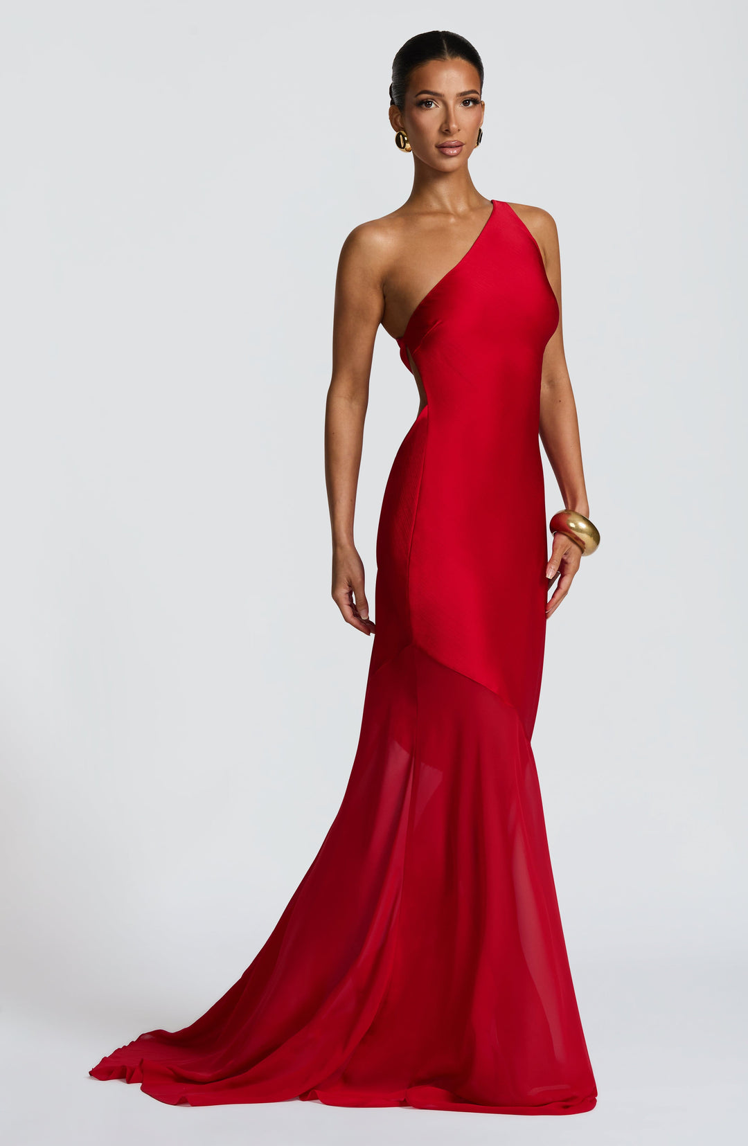 Fable | One-Shoulder Fishtail Gown - Red