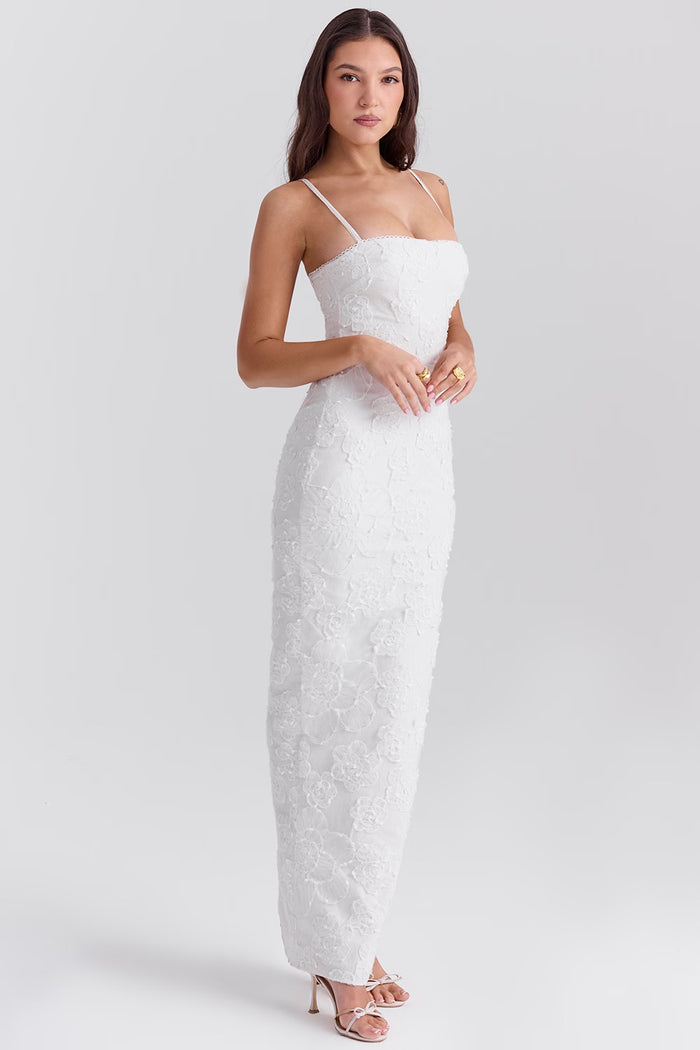 Liana | Elegant Floral Lace Dress - White