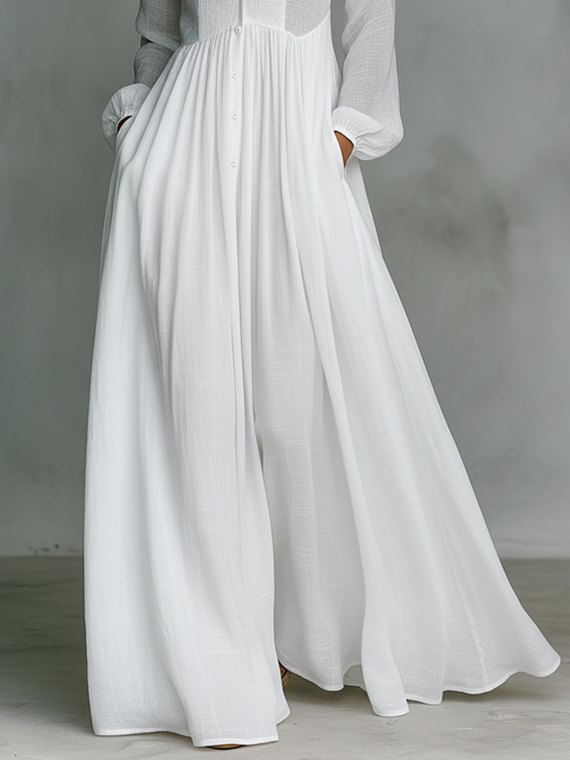 Elisa™ | Minimalist Cotton &amp; Linen Maxi Dress