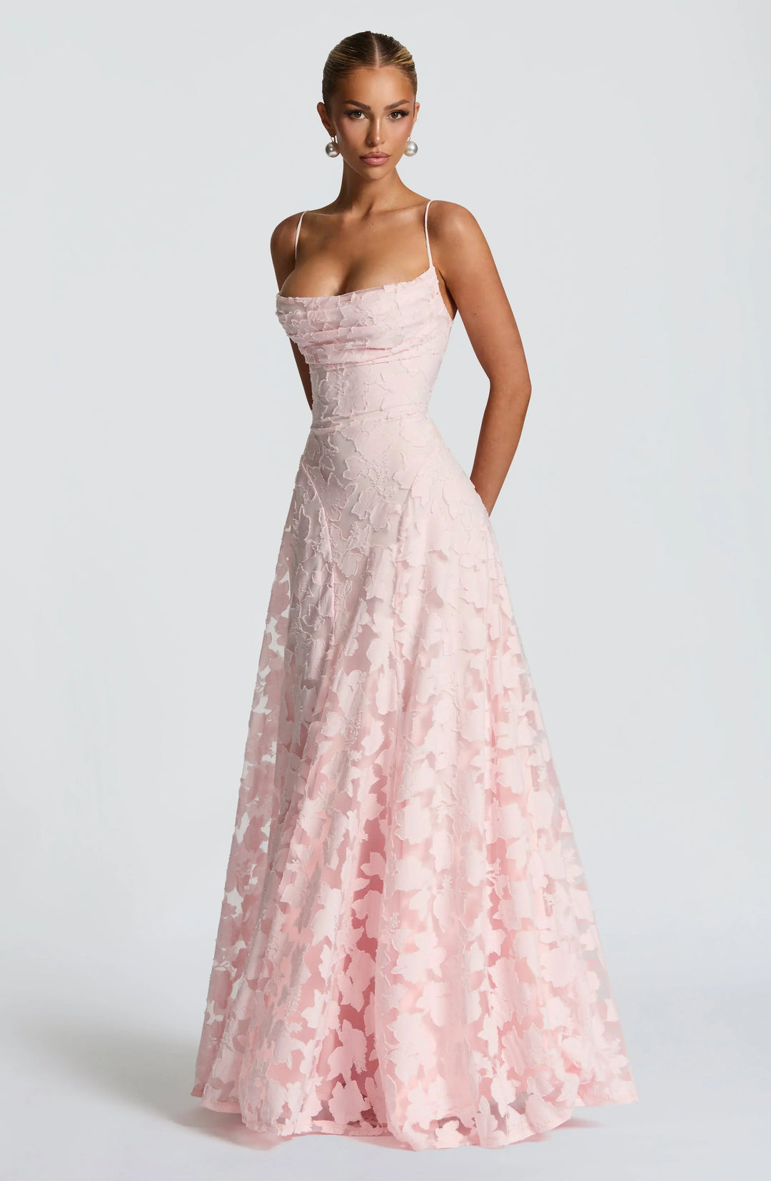 Cristina | Flowing Elegance Maxi Dress - Powder Pink