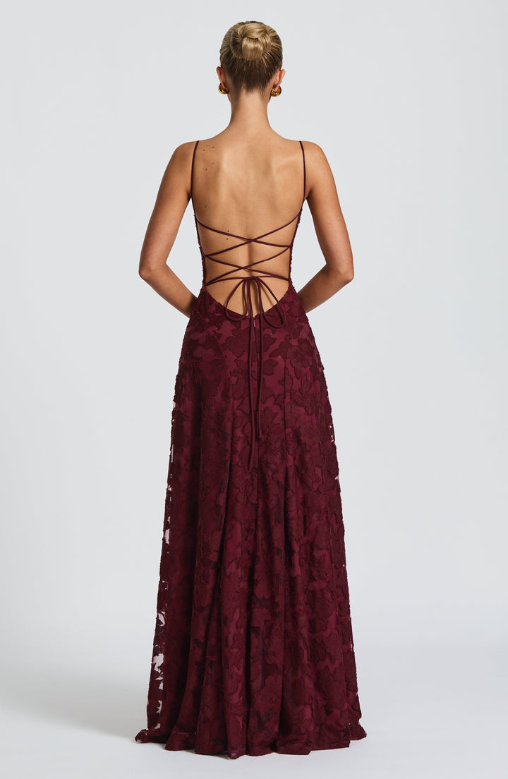 Francis | Floral Maxi Dress - Cherry Lacquer