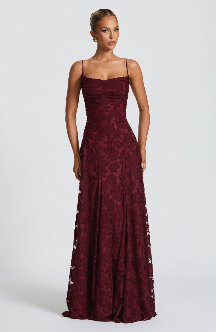 Francis | Floral Maxi Dress - Cherry Lacquer