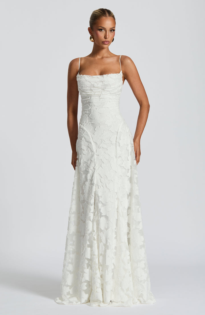 Cristina | Flowing Elegance Maxi Dress - Ivory White