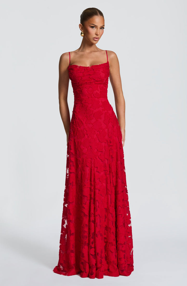Francis | Floral Maxi Dress - Red