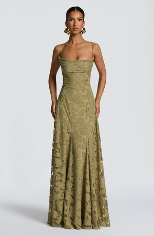 Cristina | Flowing Elegance Maxi Dress - Sage Green