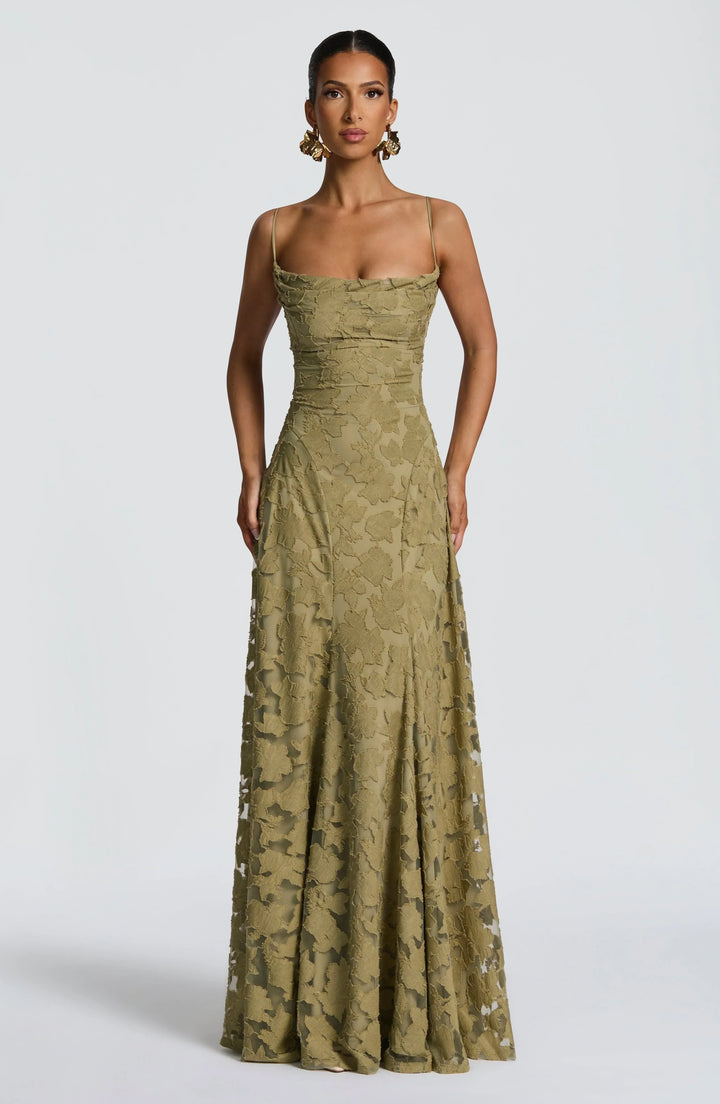 Cristina | Flowing Elegance Maxi Dress - Sage Green