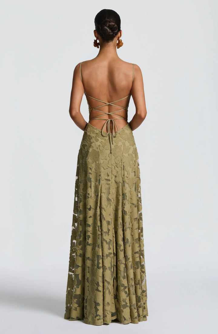 Cristina | Flowing Elegance Maxi Dress - Sage Green