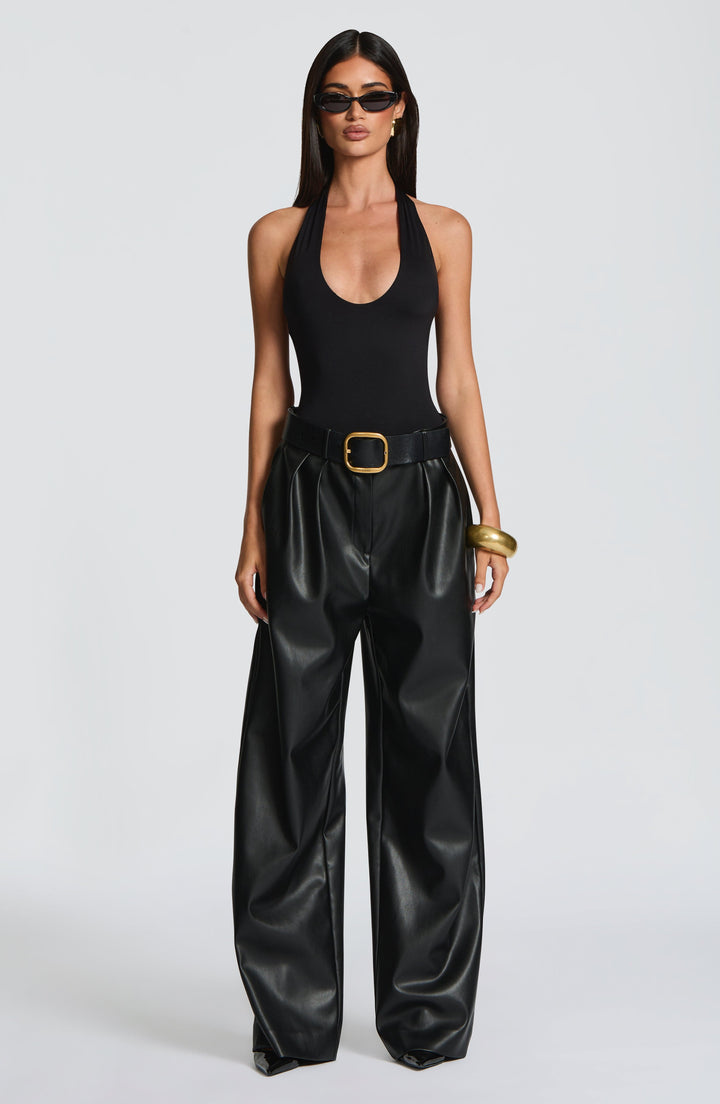 Glenda | Faux Leather Pants - Black