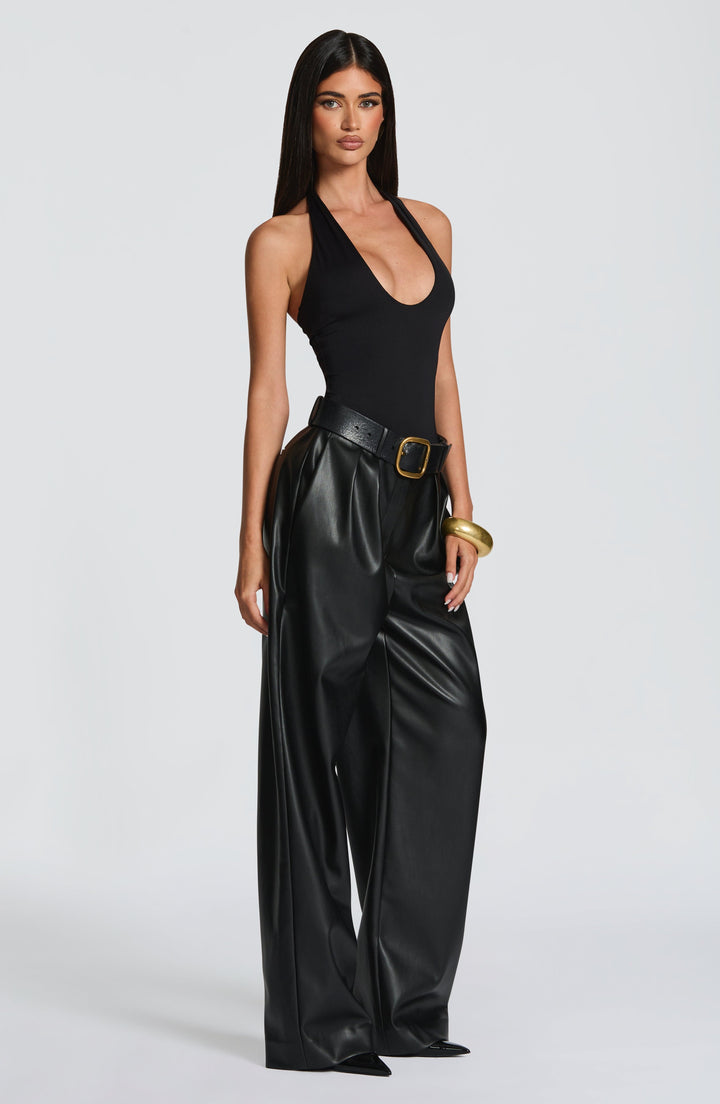 Glenda | Faux Leather Pants - Black