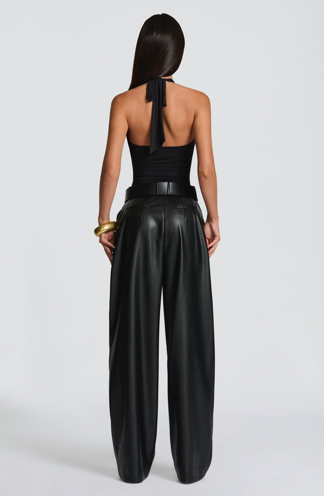 Glenda | Faux Leather Pants - Black