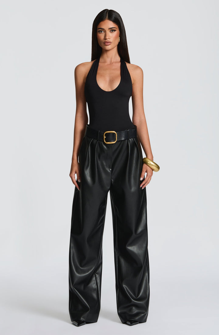 Glenda | Faux Leather Pants - Black