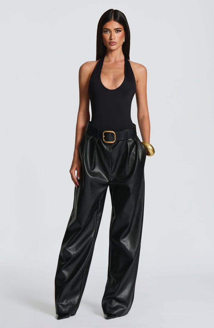 Glenda | Faux Leather Pants - Black