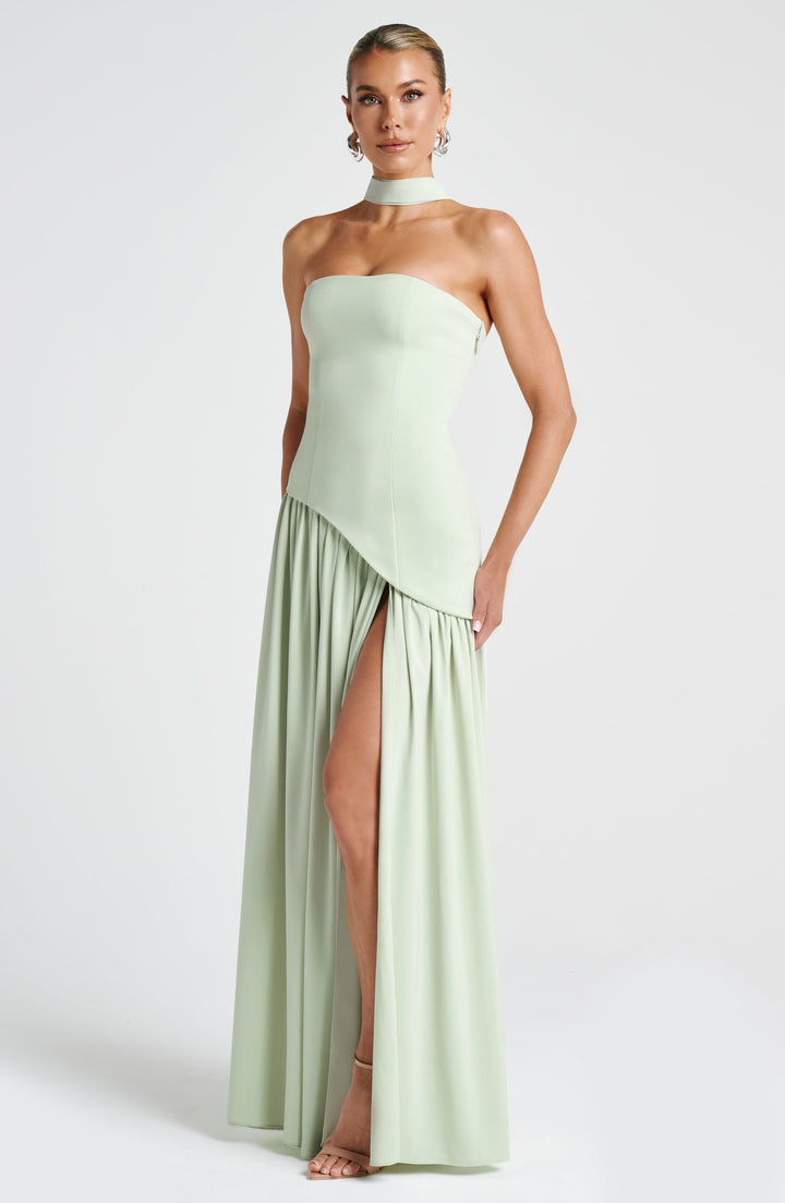 Elara | Sculpted Halter Maxi Dress