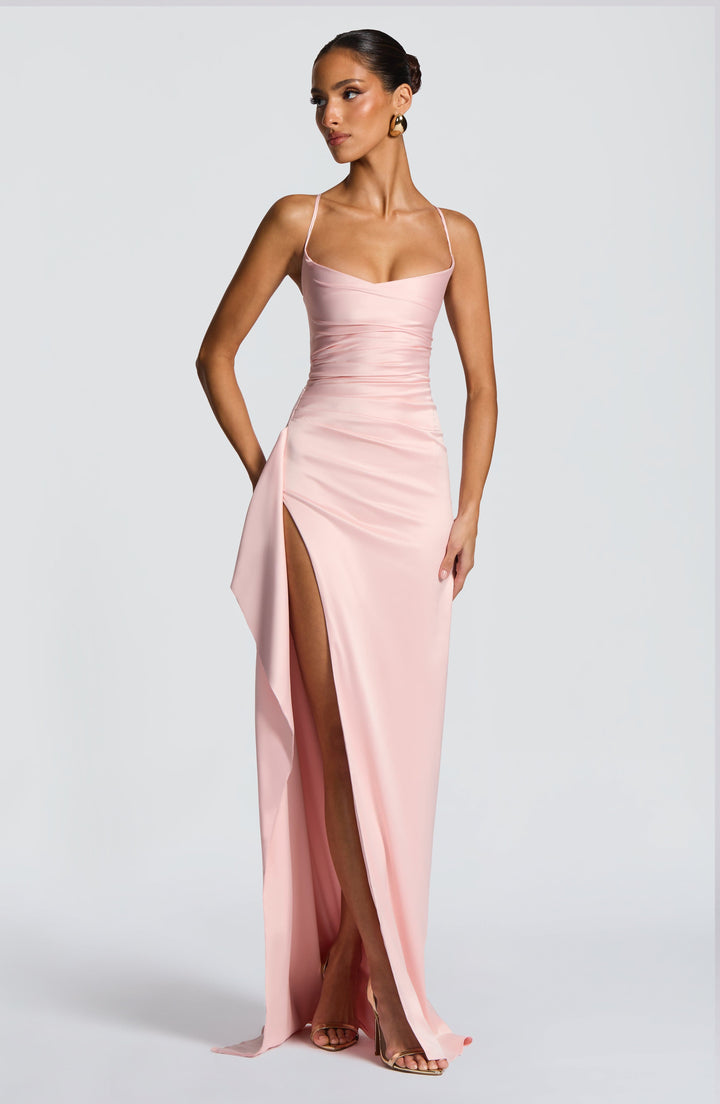 Helen | Satin Maxi Dress - Blush