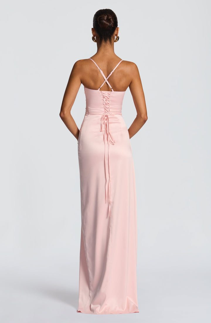 Helen | Satin Maxi Dress - Blush