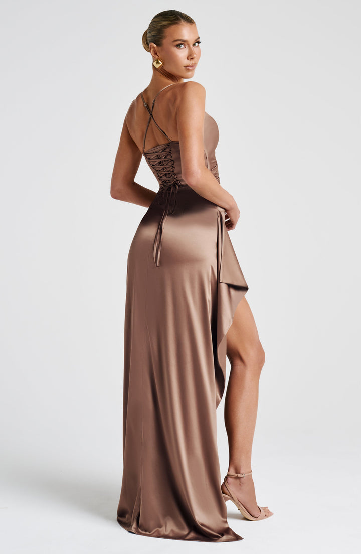 Helen | Satin Maxi Dress - Hazel