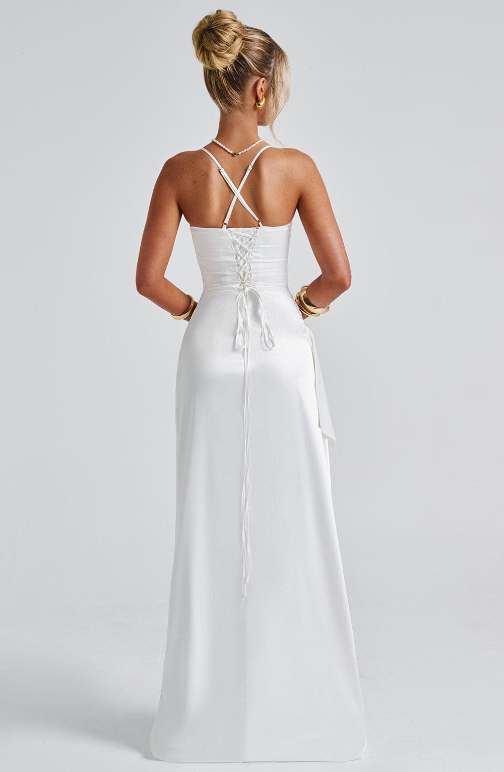 Helen | Satin Maxi Dress - Ivory