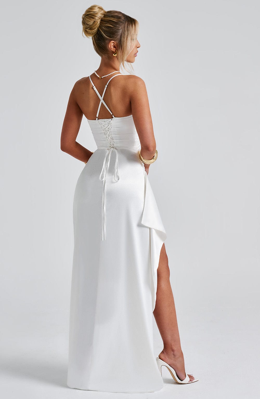 Helen | Satin Maxi Dress - Ivory