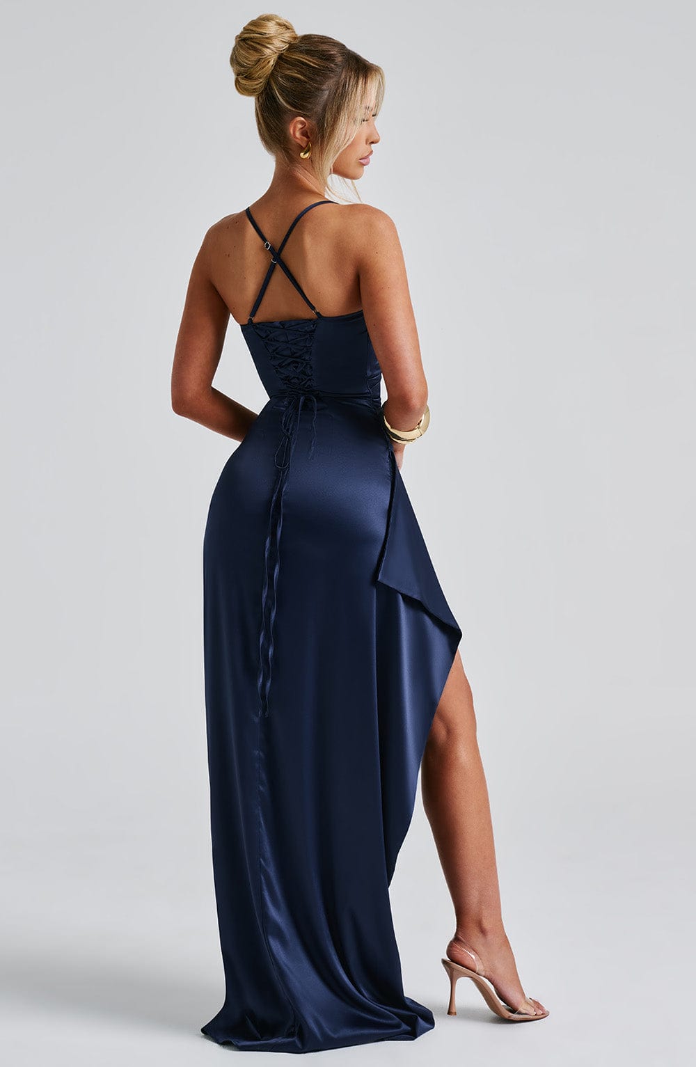 Aurora | Satin Heart Neck Maxi Dress
