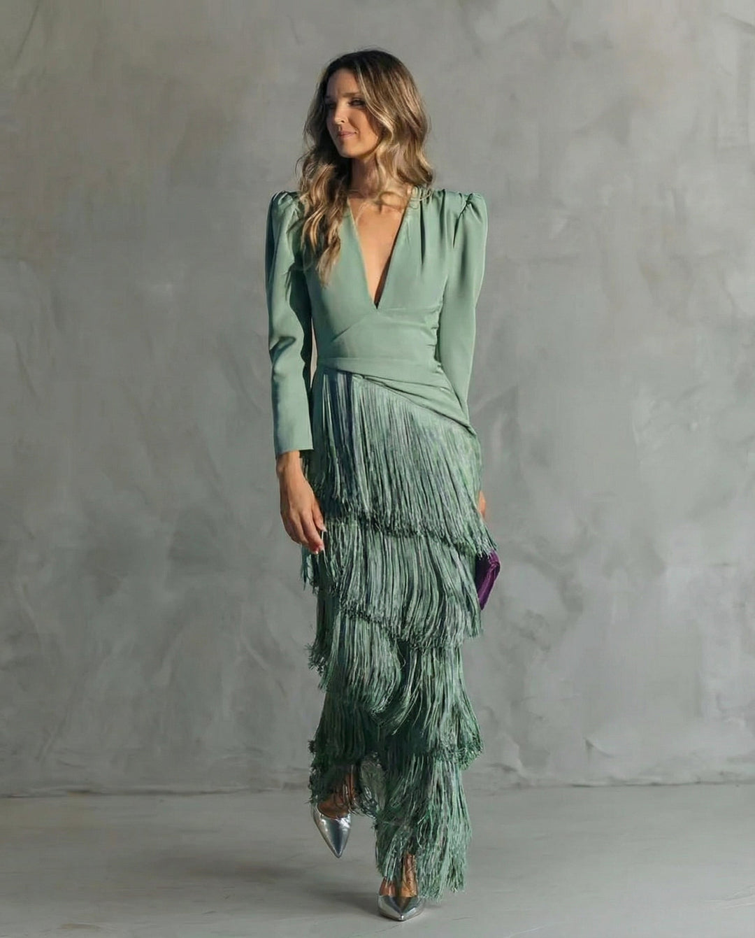 Clara | Fringe Sleeve Elegant Dress
