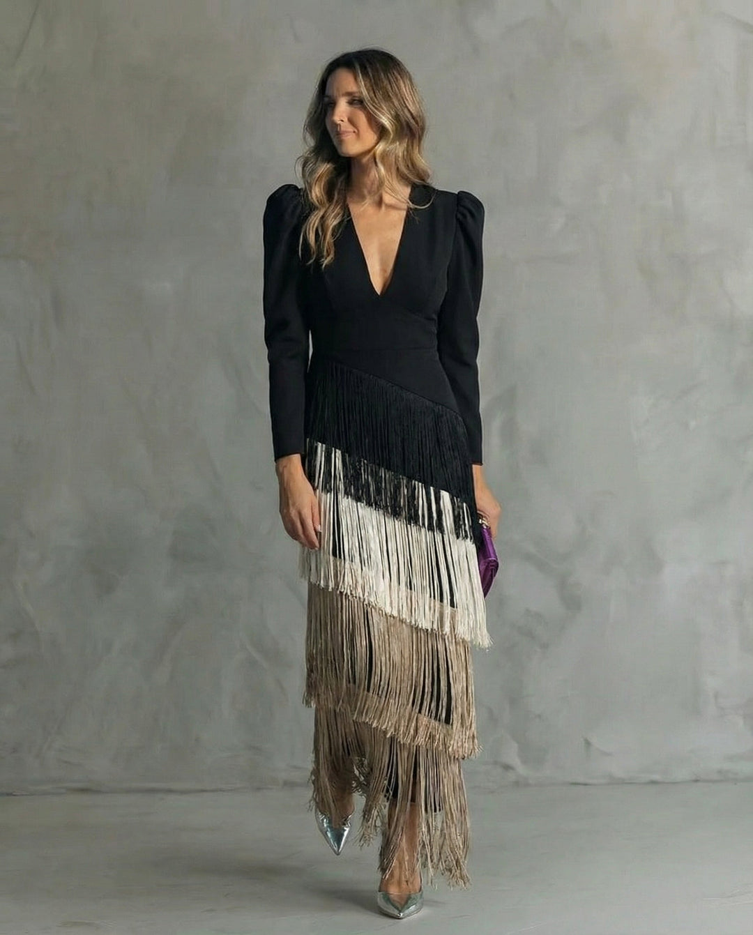 Clara | Fringe Sleeve Elegant Dress