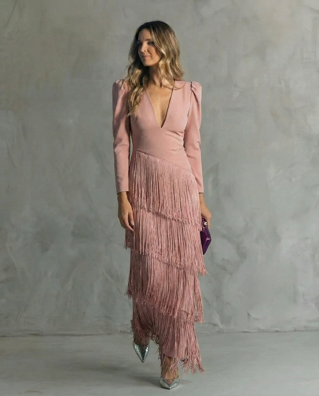 Clara | Fringe Sleeve Elegant Dress