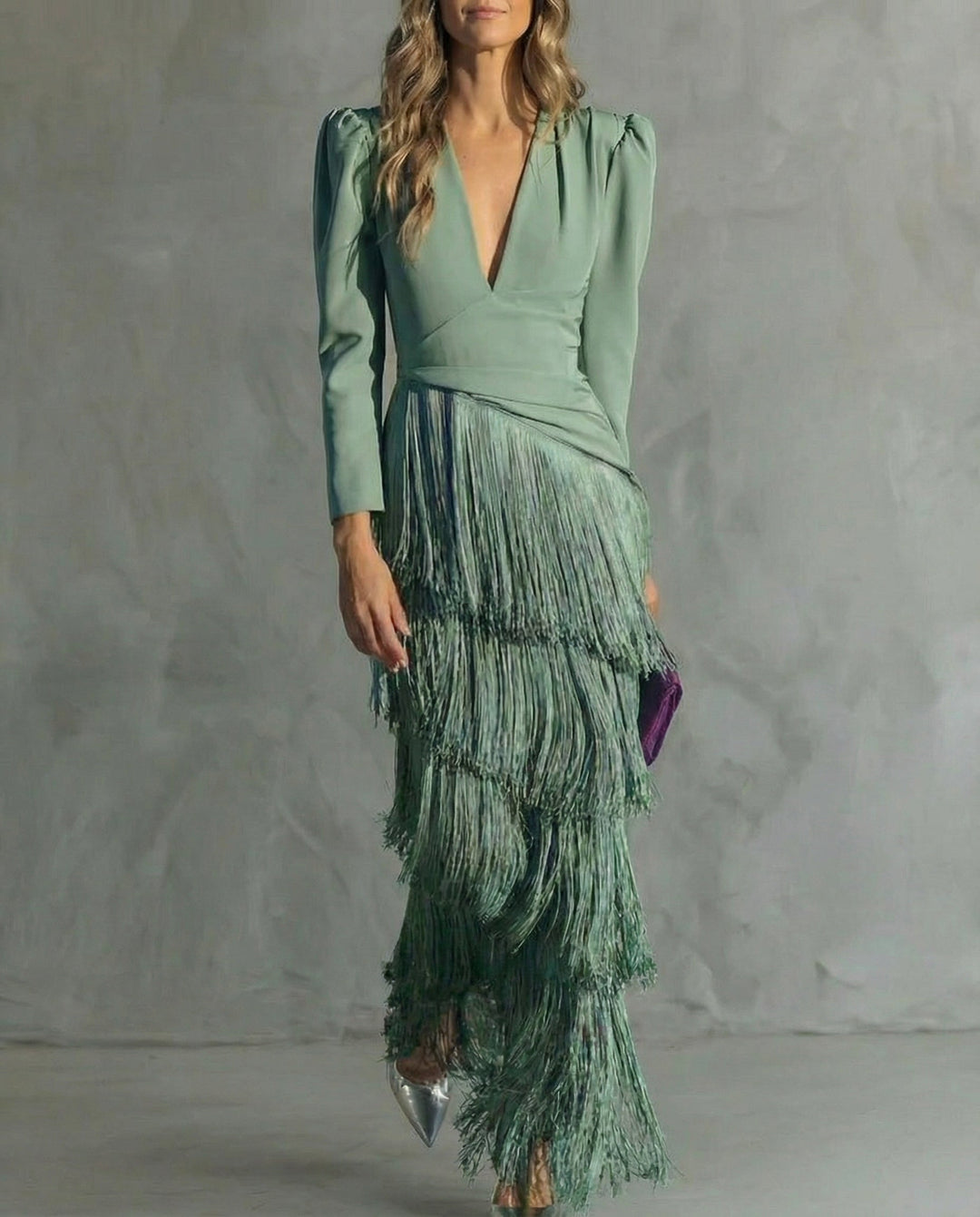 Clara | Fringe Sleeve Elegant Dress