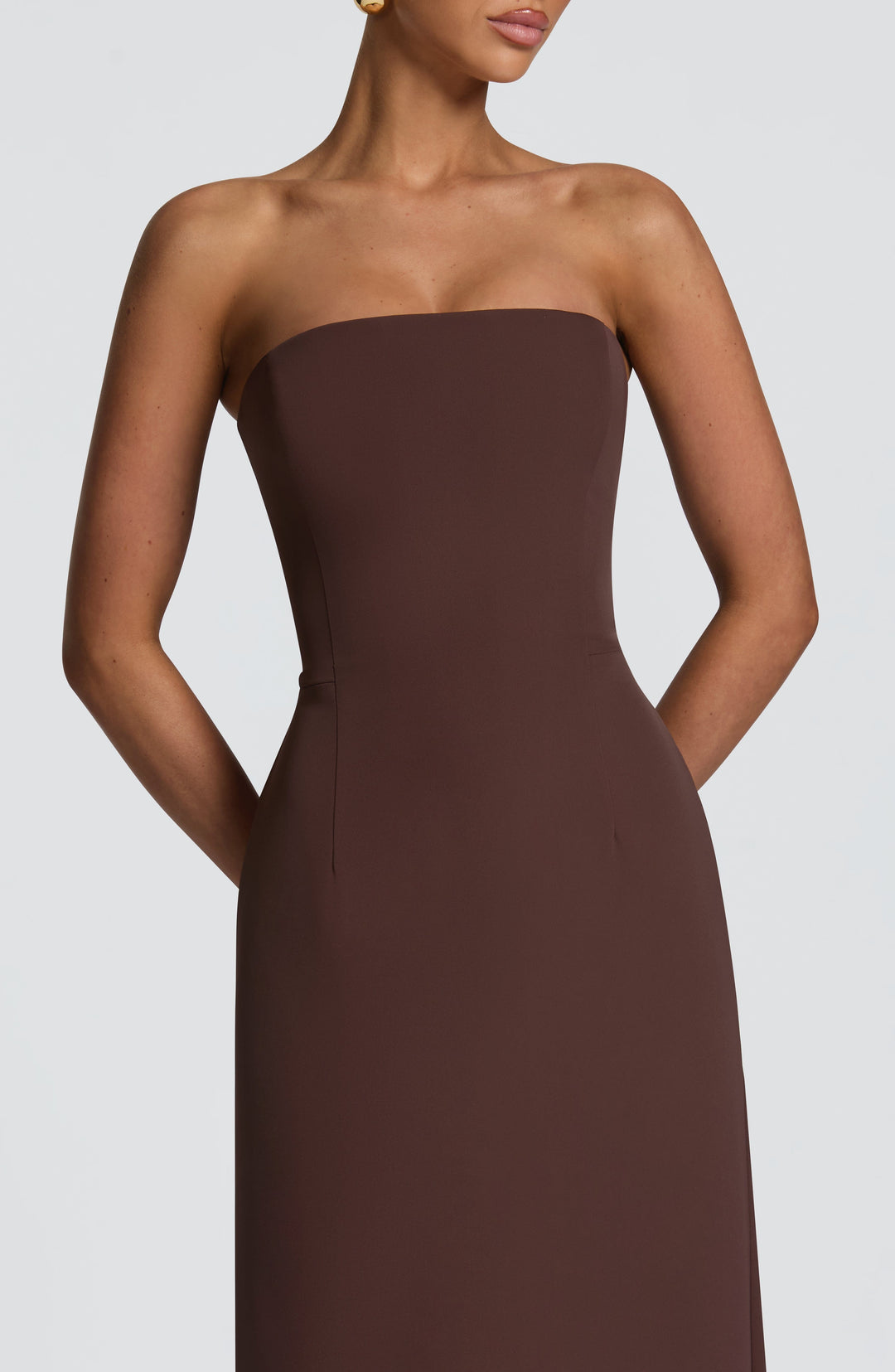 Irmina | Strapless Corset Maxi Dress - Plum Brown