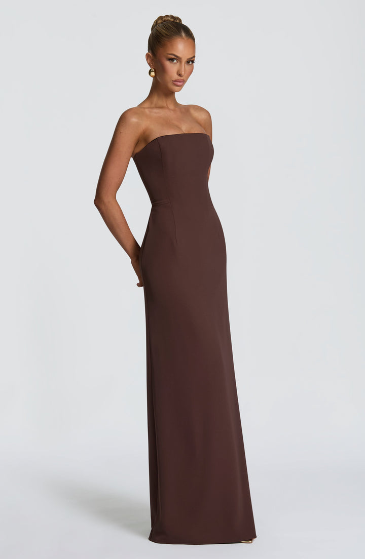 Irmina | Strapless Corset Maxi Dress - Plum Brown