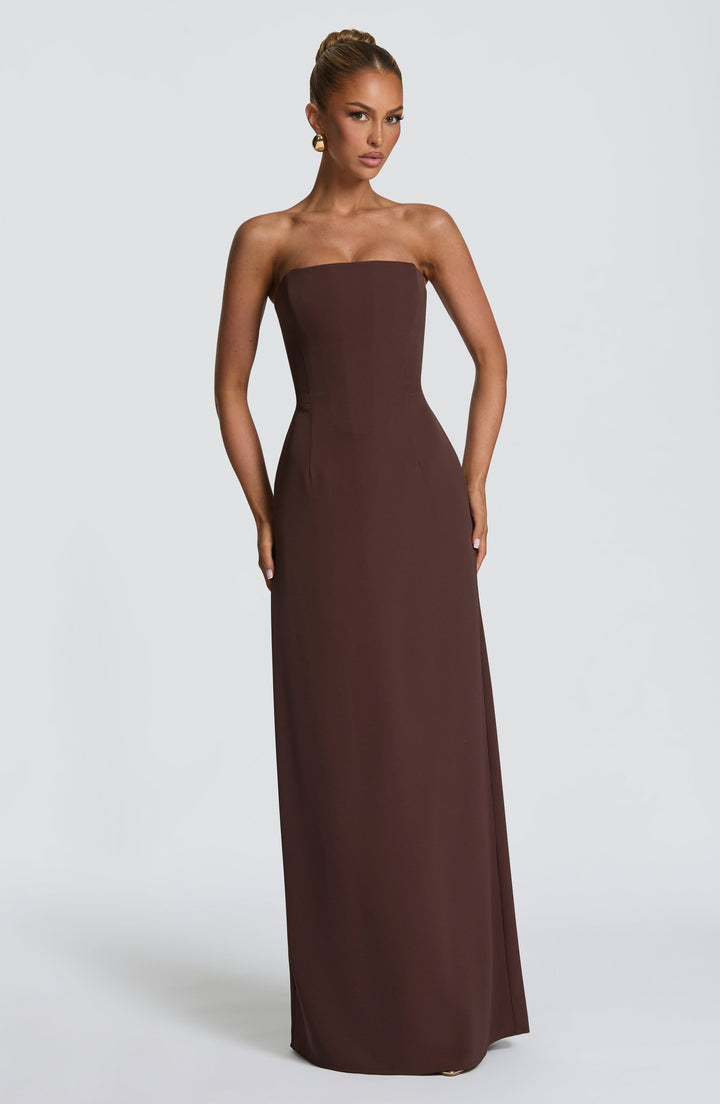 Irmina | Strapless Corset Maxi Dress - Plum Brown