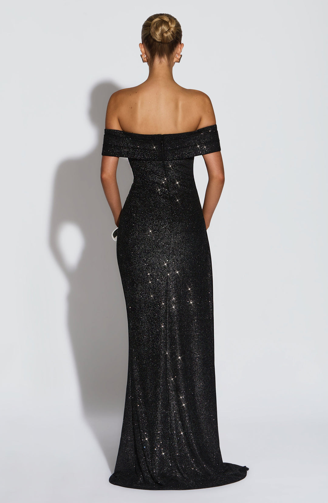 Joyce | Bardot Maxi Dress - Black Sparkle